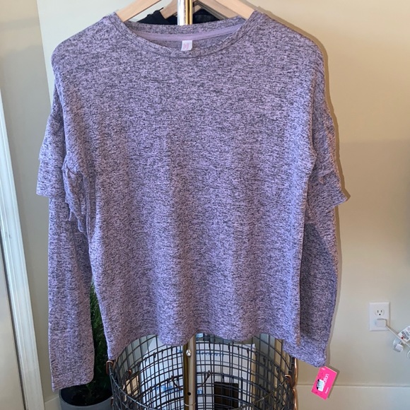 XS 🔖 Xhilaration Purple Ruffle Long Sleeve Shirt Sleepwear - Picture 1 of 6
